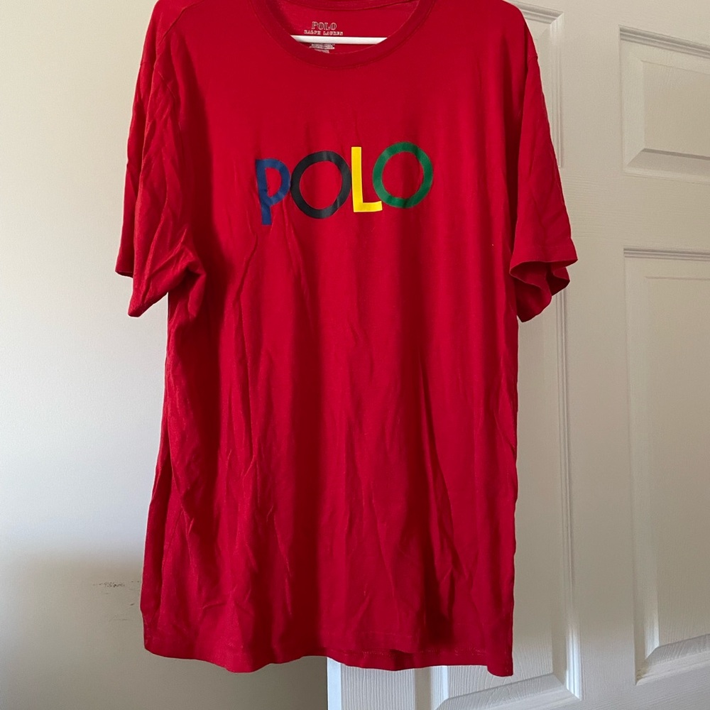 Polo Red T-Shirt with Multicolor Logo